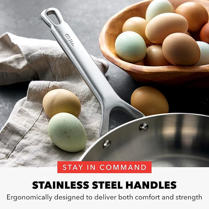GreenPan x Bobby Flay 10 Piece Stainless Steel Cookware Set, Tri-Ply Multiclad Pots & Pans, Professional Grade, Oven & Broiler Safe to 600°F, Dishwasher Safe, Durable, Induction Compatible, Silver