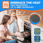 Emporio Kitchen Stackable Baking Pan Set - Deluxe Nonstick Gray Marble Coating, Carbon Steel Bakeware Sets, PFOA, PFOS, PTFE Free, Recipe Booklet Included, Oven Safe (Up to 450°F), Set of 7