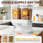 Cereal Dispenser Countertop 2 Pack, 3L Large Cereal Containers Storage Airtight for Kitchen Pantry, Dual Control Plastic Dry Food Dispenser for Cereal, Rice, Grains, Candy, Coffee Beans