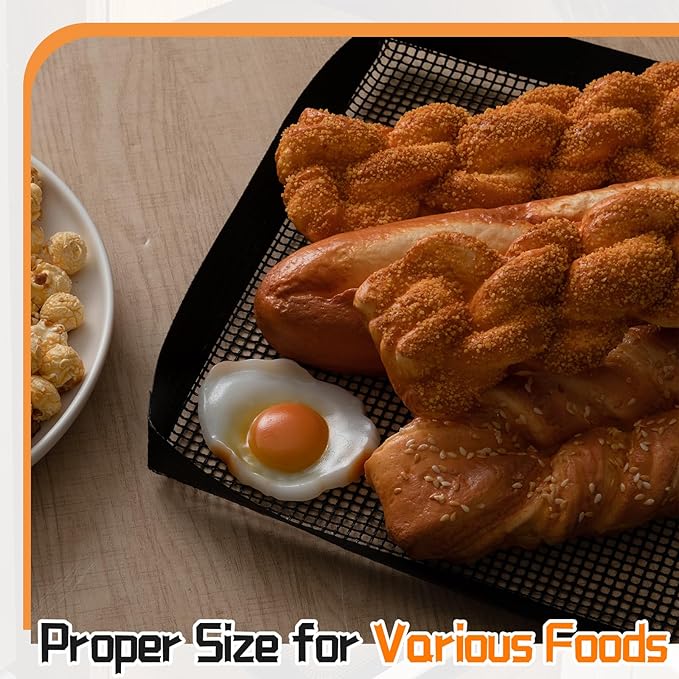 Teenyyou 2 Pcs 13.5 x 11.5 Inch PTFE Mesh Oven Baskets Air Fryer Basket for Oven Non-stick Air Fryer Basket Cooking Trays Replacement for Baking Chips Chicken Wings Bread Heating