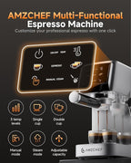 AMZCHEF 51mm Coffee Espresso Machine 20 Bar – Professional Coffee Maker with Milk Frother, Compact Stainless Steel Espresso Maker for Cappuccino, Latte, Mocha, 44oz Water Tank