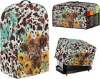 Highland Cow 4 Slice Toaster Blender Slow Cooker Covers Daisies Dust Proof Bag Covers Sunflower Kitchen Accessories Set Splash Resistant Keep Appliance Clean 3 Pieces