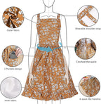 Pinknoke Vintage Pinafore Apron Dress for Women with Pockets Cute Floral Chef Aprons for Kitchen Cooking Baking Gardening