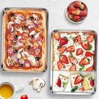 Homikit 1 Pack Quarter Sheet Pan, 9x13 Inches Stainless Steel Cookie Sheets for Baking Non Stick, Metal Baking Sheet Fits Toaster Oven, Bacon Pan Non Toxic & Rust Free, Dishwasher Safe
