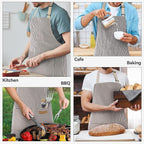 NLUS 2 Pack Cooking Aprons for Women with Pockets, Adjustable Kitchen Bib Aprons Chef Aprons for Women Men(Brown Pinstripes)