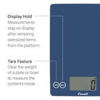 Escali Arti Glass Food Scale Digital Countertop Kitchen, Baking and Cooking Scale with Nutrition and Calorie Counter, 15-Pound Capacity, 9" x 6.5" x .75", Blue Mirage