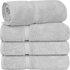 Chakir Turkish Linens | Hotel & Spa Quality 100% Cotton Luxury Turkish Towels | Soft & Absorbent (30x60 Inches Extra Large Bath Towels, Set of 4 - Silver)