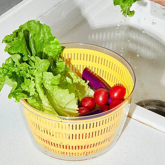 Vegetables Washer Dryer,4L Large Capacity Fruit Vegetable Strainer Spinner,USB Electric Salad Lettuce Spinner,Automatic Compact Salad Cleaner and Dryer for Home Kitchen(Blue)