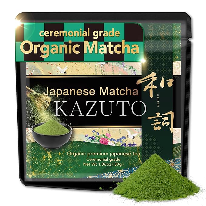 Kazuto Ceremonial Grade Matcha Green Tea Powder - Premium First Harvest Single Origin USDA Organic Gluten-Free Vegan, 100% Pure Unsweetened No Additives from Shizuoka 1.06oz