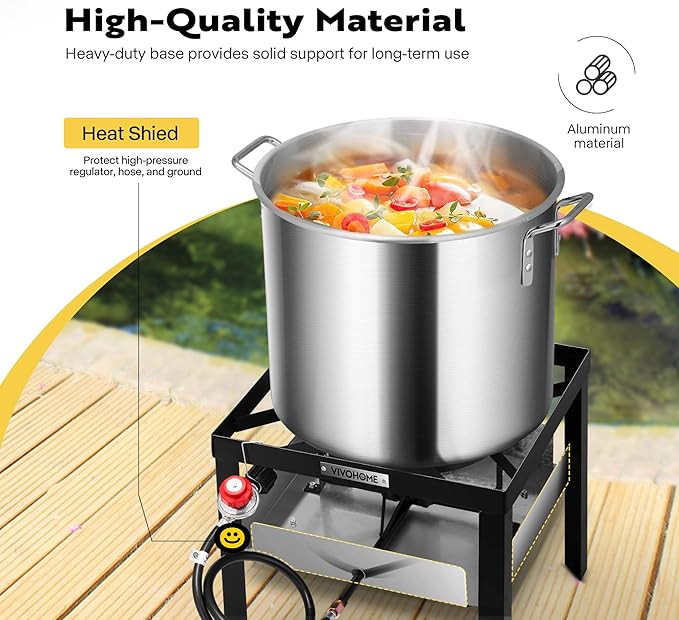 VIVOHOME 65 Qt. Seafood Boil Pot with 45 Qt. Basket and 110,000 BTU Propane Burner Stand for Crawfish Crab Shrimp Lobster