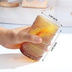Hobnail-Drinking Glasses 13oz Vintage Glassware Sets Cocktail Juice Glasses Set of 6, Amber