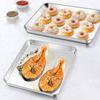 Homikit 1 Pack Quarter Sheet Pan, 9x13 Inches Stainless Steel Cookie Sheets for Baking Non Stick, Metal Baking Sheet Fits Toaster Oven, Bacon Pan Non Toxic & Rust Free, Dishwasher Safe