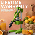 Zulay Kitchen Cast-Iron Orange Juice Squeezer - Heavy-Duty, Easy-to-Clean, Professional Citrus Juicer - Durable Stainless Steel Lemon Squeezer - Manual Citrus Press & Orange Squeezer (Light Green)