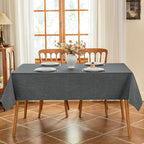 Faux Linen Fabric Rectangle Grey Table Cloth, 60 x 84 Inch Textured Stain Resistant & Washable Tablecloth for 6 Foot Rectangular Table, Reusable for Dinning Kitchen Party