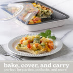 Country Kitchen Baking Pans Set - 10 Piece Non-Stick Cake Pans with Carry Lids for Easy Storage & Travel, Perfect for Parties - Stackable, Cream