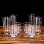 Set of 6 Hammered Style 15-ounce/430ml Acrylic Glasses Plastic Tumbler,BPA Free,Dishwasher Safe (Clear color)