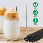 Crystalware, Plastic Stir Straw, Sip Stirrer, For Coffee and Cocktail, 7 1/2 Inches 1000/Box, Black