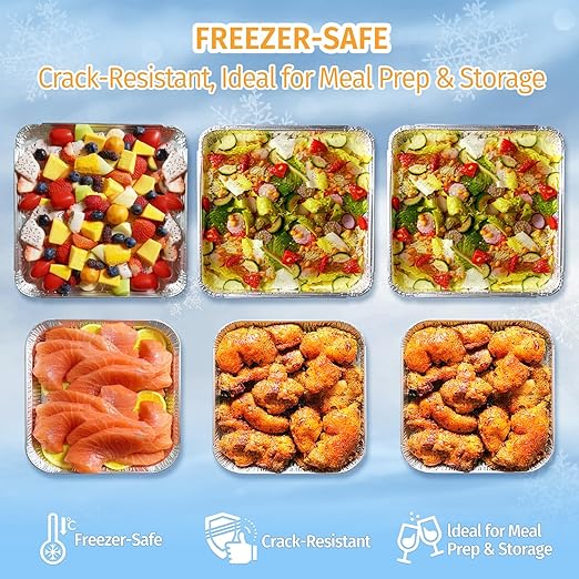 40 Pack Disposable Aluminum Pans Combo Set-9x9 (20pc) Square Tin Foil Pans & 8x8(20pc) Square Aluminum Foil Pans,For Meal Prep,Food Cooking,Roasting,Heating. (40 Pack)