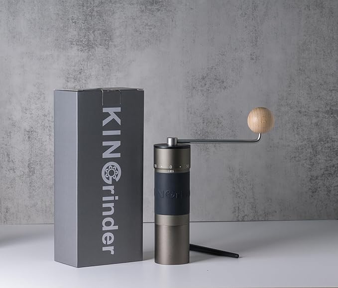 【Iron Gray】KINGrinder K6 Manual Hand Coffee Grinder with Straight Handle for French Press, Drip, Espresso with Assembly Consistency Stainless Steel Conical Burr Mill, 25-35g Capacity