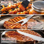 11-Piece Grill Tools Set, BBQ Grilling Accessories with Tongs & Spatua, Stainless Steel Portable Grill Tools Kit with Hooks & Apron Storage Bag for Camping, Grilling Gifts for Men Dad