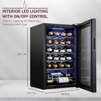 Schmecke 24 Bottle Compressor Wine Cooler Refrigerator w/Lock | Large Freestanding Wine Cellar | 41f-64f Digital Temperature Control Wine Fridge For Red, White, Champagne or Sparkling Wine - Black
