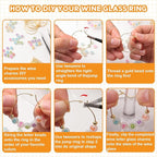 BLSUREFYX 30 Sets DIY Wine Glass Charms 650 Letter Beads 50 Heart-Shaped Bead 60 Golden Beads 30 Charm Rings 2 Tweezers Custom Charms Wine Glass Marker for Cocktail Party Decoration Luminous