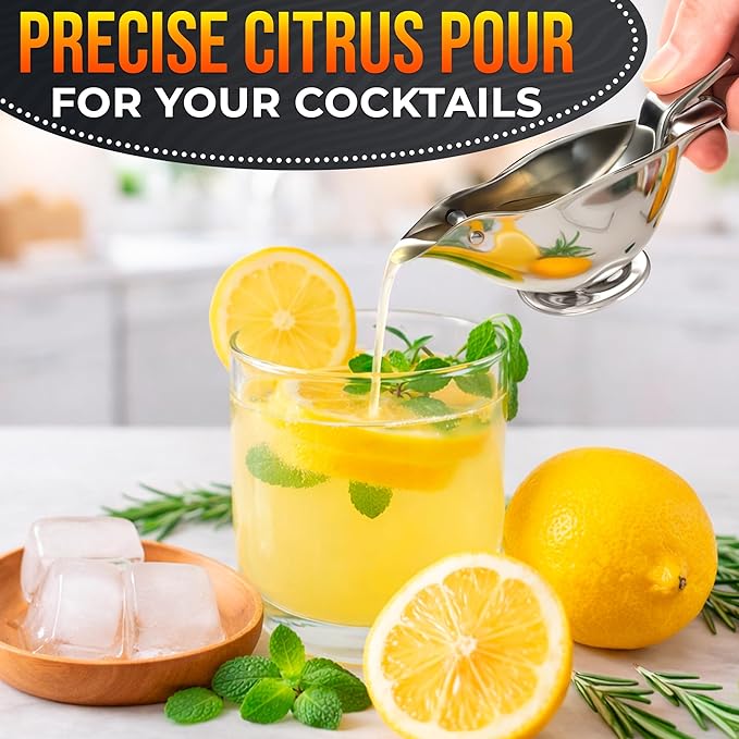 Lemon Squeezer Stainless Steel Manual Juicer – Press More Juice with Less Effort, Bird Lemon Squeezer with Pour Spout, Manual Lemon & Lime Press, Mess-Free Hand Juicer for Cocktails, Cooking & Drinks