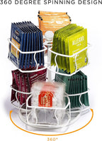 Sorbus Tea Bag Spinning Carousel - Tea Caddy Organizer for Countertop - Matcha Station Accessories - 2 Tier Revolving Storage for Pantry - Holds Up to 60 Large Tea Bags