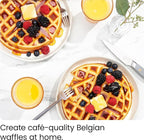 Chefman Rotating Belgian Waffle Maker, 180° Flip Iron w/ Non-Stick Plates, Adjustable Timer, Locking Lid, & Drip Plate, Space Saving Storage, Mess-Free Breakfast, Stainless Steel/Black