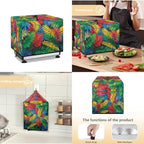 Food Slicer Cover with Side Pocket and Top Handle, Home Kitchen Electric Appliance Cover Waterproof Fabric Dust-Proof Durable Cheese Bread Meat Slicer Cover, Colorful Palm Leaf Print