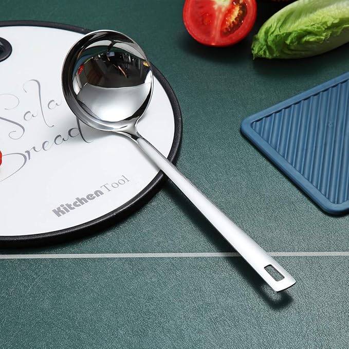 Stainless Steel Ladle, Berglander Soup Ladle, Cooking Ladle, Kitchen Ladle, Metal Soup Spoon For Cooking Non-Stick And Heat Resistant, Dishwasher Safe, Easy to Clean