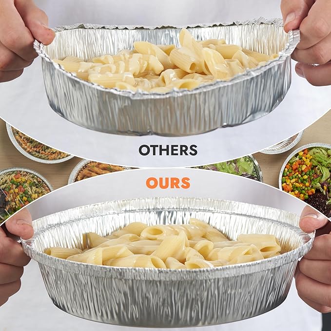 CURTA 7" Round Aluminum Foil Pans with Clear Lids | Heavy Duty | Great for Broiling, Baking, Storage, Roasting, Takeout, Air Fryer | 30 Pack