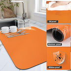 HotLive Dish Drying Mat for Kitchen Counter, Heat Resistant Drainer Mats with Non-slip Rubber Backed, Hide Stain Kitchen Super Absorbent Draining Mat, Easy to Clean Dish Rack Pad, Orange 18"x24"