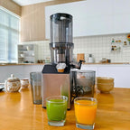Cold Press Juicer, Wide Feed Chute Juicer Machines, Stainless Steel Slow Masticating Juicers Easy to Clean, Vegetables & Fruits Juice Extractor, High Juice Yield, Silver Knob