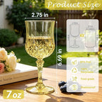 Plastic Wine Glasses, Plastic Goblets Vintage Style Cordial Unbreakable Drinking Glasses, Reusable Drinkware for Wedding Reception, Grand Event Party Supplies (48, Gold)