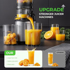 Juicer Machines, Cold Press Juicer with Wide Feed Chute, 3-in-1 Slow Masticating Juicer, Juice, Nut Milk & Sorbet Maker, BPA-Free, High Juice Yield for Whole Fruits & Vegetables Easy to Clean