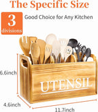 Kitchen Utensil Holder Rustic Large Wooden Utensil Organizer Cooking Tools Storage (Farmhouse Wooden)