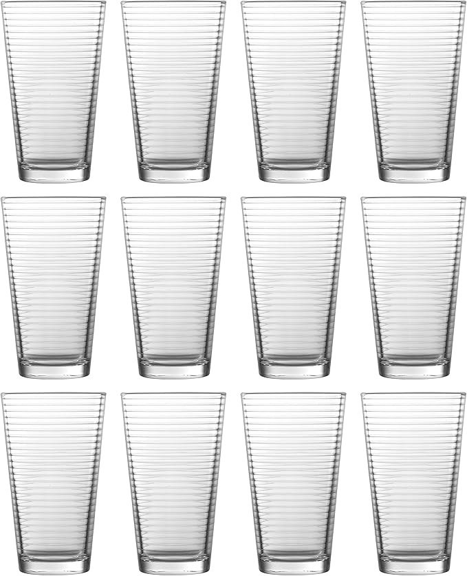 Fortessa Basics Arcade Everyday 12 Pack Set Glassware Kitchen and Barware Great for: Beer, Cocktails, Water, Juice, Iced Tea, Soft Drinks., Pint/Mixing Glass, 16 Ounce