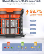 Ganiza Juicer Machines, Slow Masticating Juicers with Large Feed Chute for Whole Fruits & Vegetables, Cold Press Juicer with 3 Replace Filters for Batch Juicing, Easy to Clean, BPA Free(Silver)