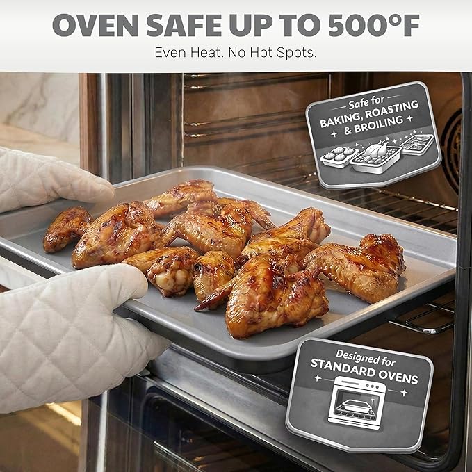 Gotham Steel 6 Pc Stackable Baking Pans Set, 70% Space Saving Design, Ceramic Bakeware Sets Non Toxic Made Without PFOA PFOS, with Cookie Sheet Tray, Cake & Muffin Pans, Oven & Dishwasher Safe