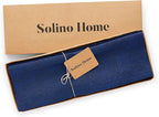 Solino Home Linen Cloth Placemats Set of 4-100% Pure Linen Royal Blue Placemats 14 x 19 Inch for New Year - Athena