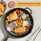 EWFEN Cast Iron Skillet 3-Piece Set, Heavy-Duty Professional Restaurant Chef Quality Pre-Seasoned Pan Cookware Set, 6", 8", 10" Pans For Frying, Saute, Cooking, Use Indoor/Outdoor, Oven, Grill