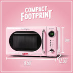 Nostalgia Retro Compact Countertop Microwave Oven - 0.7 Cu. Ft. - 700-Watts with LED Digital Display - Child Lock - Easy Clean Interior - Pink