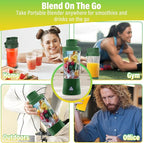 Portable Blender, 360W Personal Blender for Shakes and Smoothies for Kitchen, 24 Oz BPA Free Traveling Juicer Cup and Lid with 6 Blades, Self Cleaning Portable Juicer for Kitchen/Travel/Gym, Blue