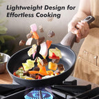 SENSARTE Nonstick Frying Pan Skillet with Lid 9.5Inch Non Stick Omelette Pans, Healthy Kitchen Cooking Chef's Pan with Cover, Free of Intentionally Added PFOA/PFOS, Induction Compatible, Black