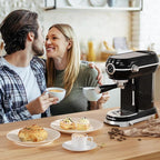KITCHMIX Espresso Machine with Milk Frother ，20 Bar Stainless Steel Espresso Maker with Milk Frother Steam Wand, Espresso Coffee Machine with Removable Water Tank (Black)