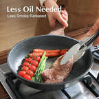 SENSARTE Nonstick Frying Pan Skillet with Lid, Omelet Pan with Cover, Healthy Egg Pan Chef's Pan, Kitchen Cooking Pan, Free of Intentionally Added PFOA (9.5inch + Glass Lid)