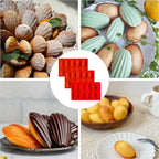 Madeleine Pans for Baking, Regular Size 10-Cavity Shell Shape Madeleine Mold Cake Pans, 3Pcs Silicone Madeleine Chocolate Cookies Trays for Baking(Regular(10-Cavity))
