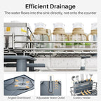 SNTD Dish Drying Rack - Extendable Dish Rack, Large Sink Drying Dish Drainer for Kitchen Counter, Stainless Steel Dish Strainer with Utensil Holder (Silver)