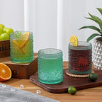 HomeVogue 12oz Colored Hobnail Drinking Glasses Set of 6, Vintage Glassware Old Fashioned Beverage Glasses, Cocktail Glass Set, Kitchen Water Glasses Cup, for Beer, Smoothie, Juice